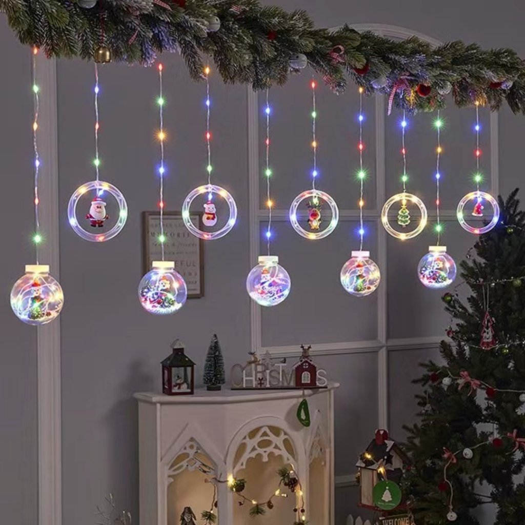 Cordão De Cobre Com Luzes LED Para Decoração De Natal Papai Noel Boneco De Neve