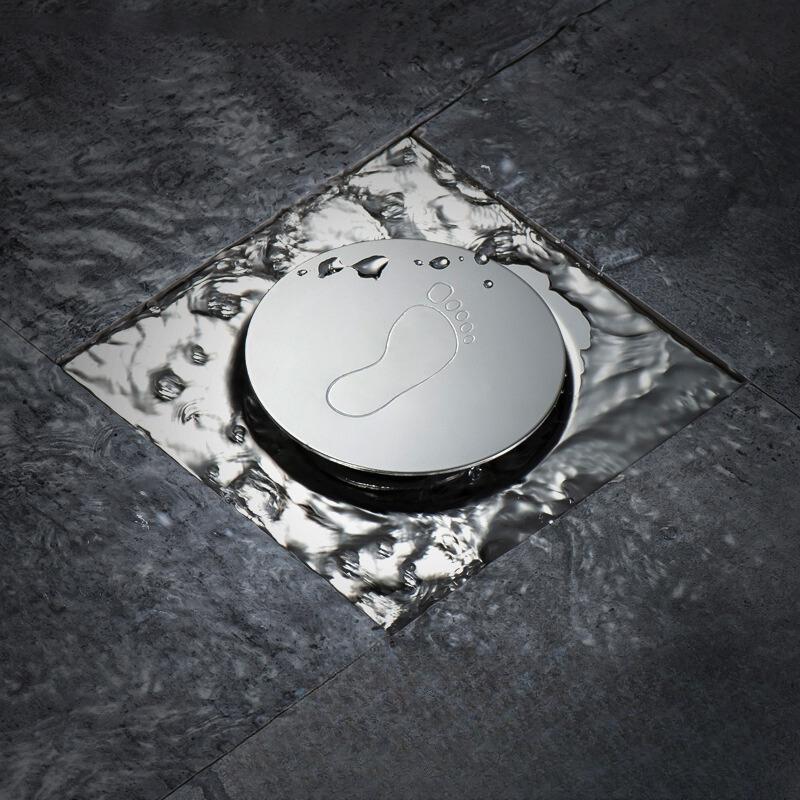 Ralo Inteligente em Aço Inox Click Quadrado 10x10cm Cromado Banheiro