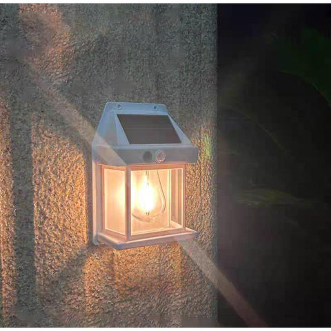 Luminária Solar de Parede Arandela Filamento Colonial Vintage Led Com Sensor De Movimento Presença