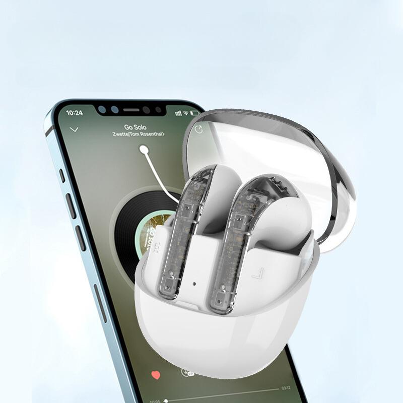 Fone de Ouvido Designer Transparente Sem Fio Bluetooth V5.3 Esportivo