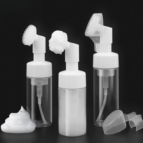 Frasco Pump Espumador Com Escova De Silicone Para Limpeza Facial Skin Care 150ml