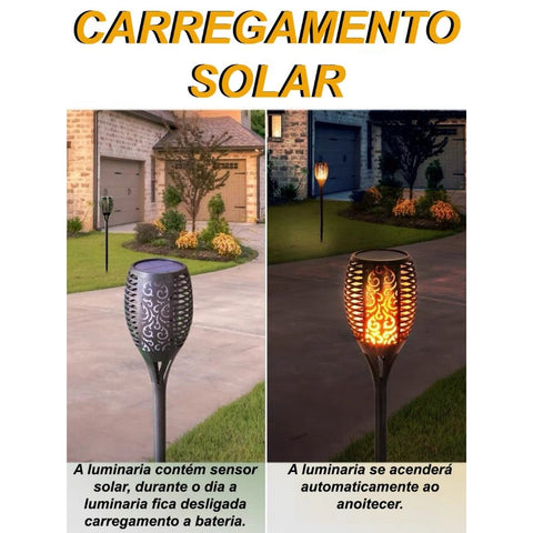 Luminária Solar Para Jardim Tipo Tocha Solar Espeto LED