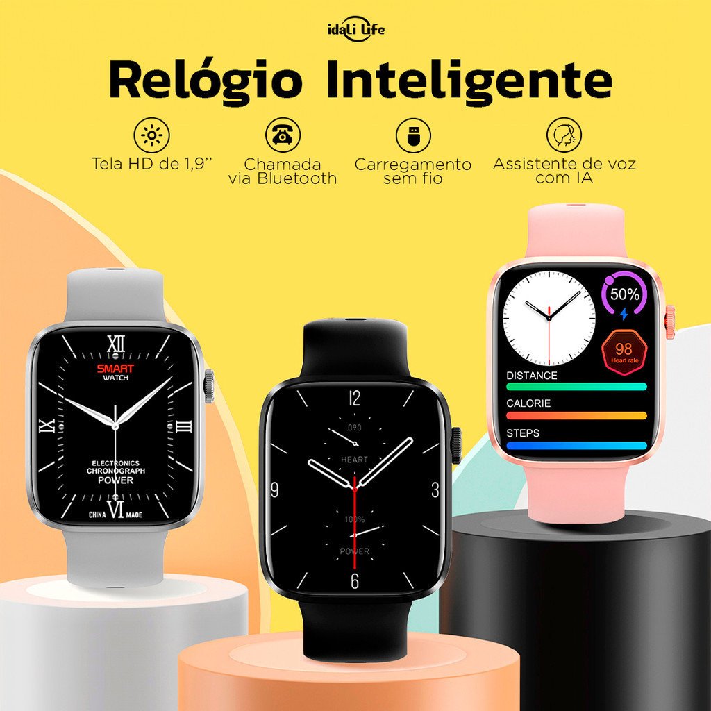 Relógio Inteligente Com Tela De 1,9 Polegadas Bluetooth Smart Watch À prova D'água Unissex DT101 Idali Life