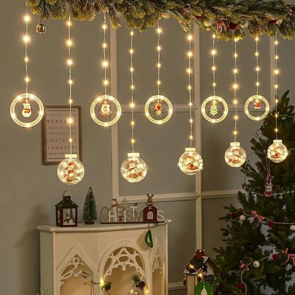 Cordão De Cobre Com Luzes LED Para Decoração De Natal Papai Noel Boneco De Neve