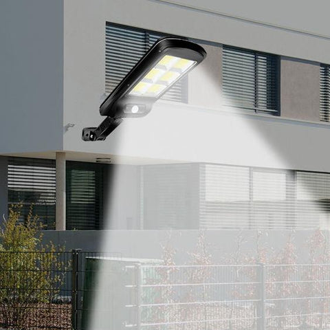 Mini Luminária Solar 48 Cob Quadrada Poste Rua Parede Refletor Sensor Presença Movimento Prova D' AGUA