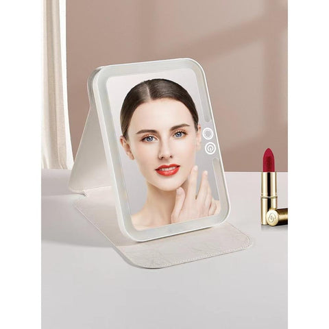 Espelho De Mesa Para Maquiagem Portátil Luz Led Touch Usb Recarregável