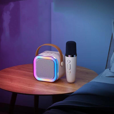 Caixinha de Som Karaoke Bluetooth Com Microfone Sem fio Led RGB