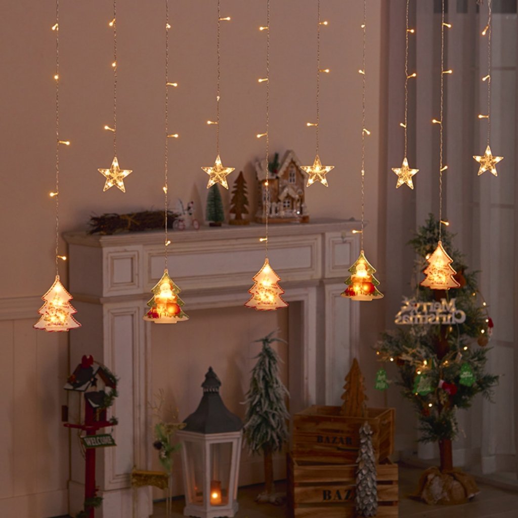 Luzes de natal 8 modo LED luzes da corda de fadas decoração de ano novo guirlanda cortina