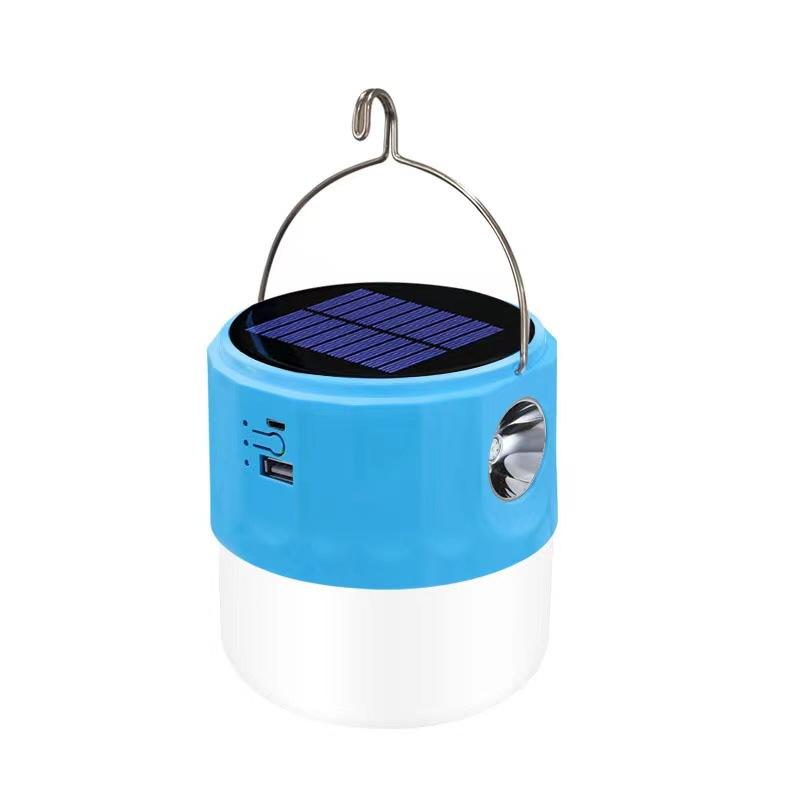 Lanterna Com Gancho e Placa Solar Com Entrada USB Luminária Lâmpada Carregamento Solar e Elétrica