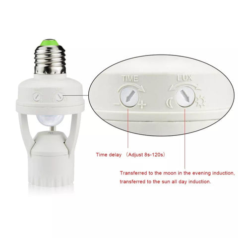 Sensor De Presença Com Fotocélula Para Lâmpada Soquete E27 Bivolt