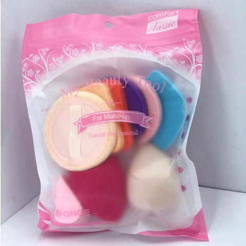 Kit 9 esponjas de maquiagem reutilizavel base pó compacto item de beleza feminino cor aleatória