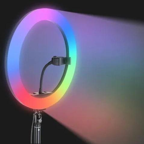 Ring Light Luz Colorida 10 Polegadas 26cm + Tripé 2.1m RGB