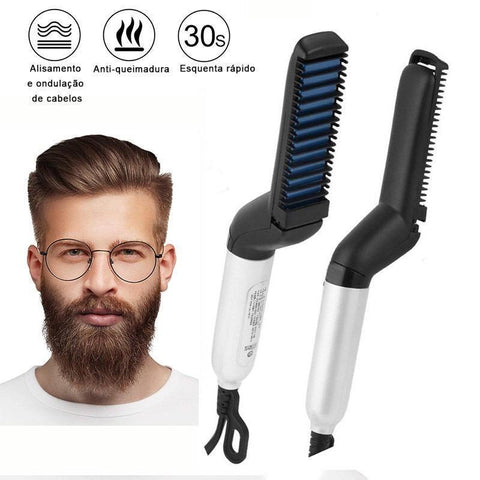 Chapinha modelador Pente Portatil para cabelo e barba masculino Pente Eletrico Escova Alisadora