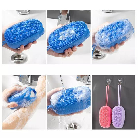 Esponja Bucha De Silicone Com Porta Sabão Escova Para Banho